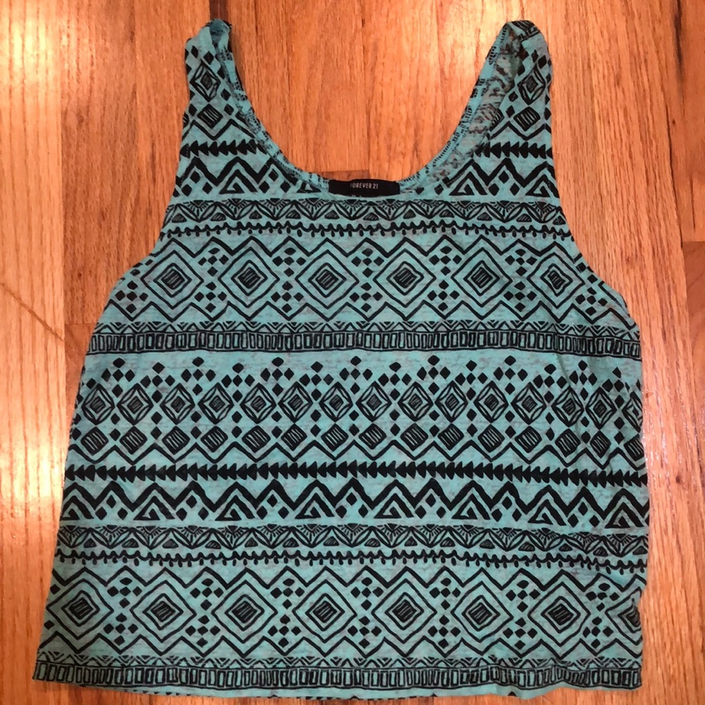 Forever 21 tank aqua and black tribal tank